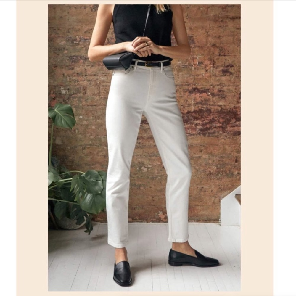 Everlane High Rise Straight Jeans sz 27 R Bone